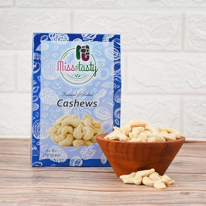 Miss Tasty Premium Roasted Salted Cashews 250g | Crunchy & Fresh Kaju Nuts | Perfectly Roasted & Lightly Salted for Rich Taste | 100% Natural Quality Cashew Nuts | Rich in Protein, Healthy Fats & Essential Minerals