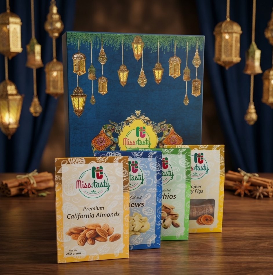 Miss-tasty Premium Dry Fruits Gift Pack, California Almonds, Cashews, Pistachios and Figs, 250g