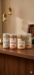 Miss Tasty Roasted Foxnuts – Variety Pack of 4 190g each Four bold flavors, one irresistible snack. Our Roasted Foxnuts come in Salt & Pepper, Chaat Masala Tomato, Peri Peri, and Sweet & Sour