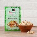 "Premium roasted & salted pistachios — perfectly crunchy, boldly flavourful, and packed with goodness. 250g of pure snacking joy."